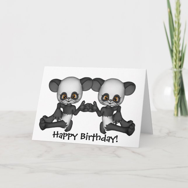 Cartão de Ursinho de Bebê Twin Panda (Frente)