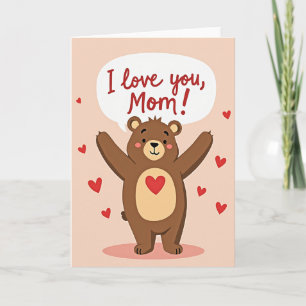 Cartão de Urso Abraço Eu Te Amo Mãe