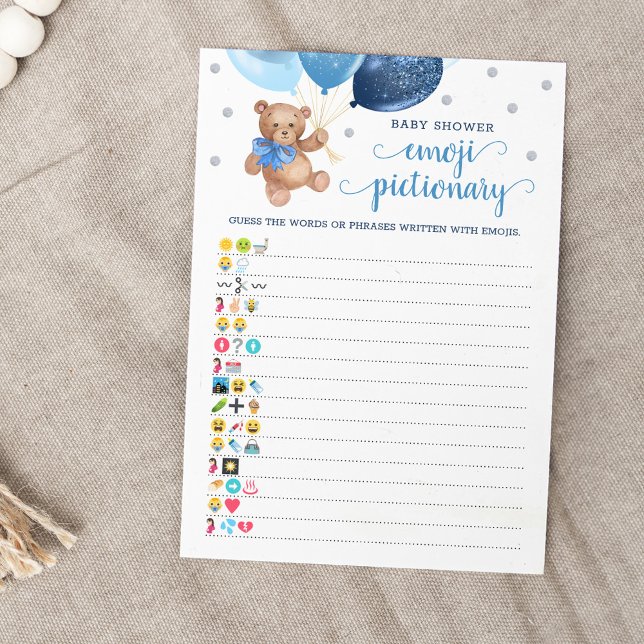 Cartão De Urso De chá de fraldas Emoji Pictionary  (Criador carregado)