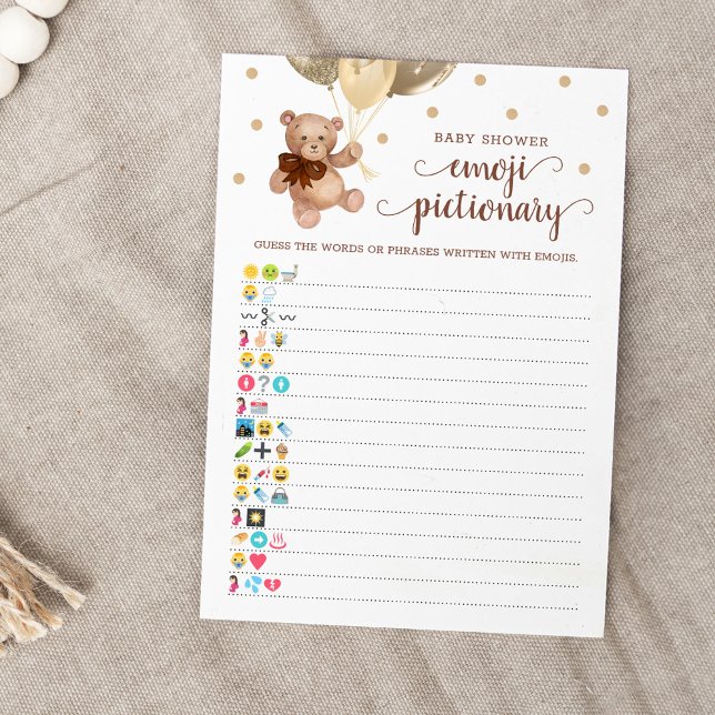 Cartão De Urso De chá de fraldas Emoji Pictionary  (Criador carregado)