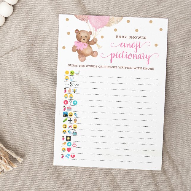 Cartão De Urso De chá de fraldas Emoji Pictionary  (Criador carregado)