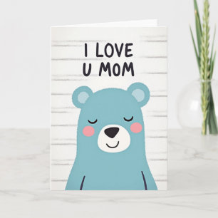 Cartão de Urso Eu Amo Você Mamãe