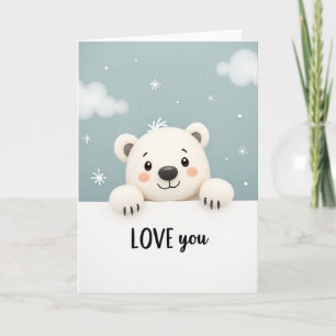 Cartão de Urso Polar Doce Eu Te Amo