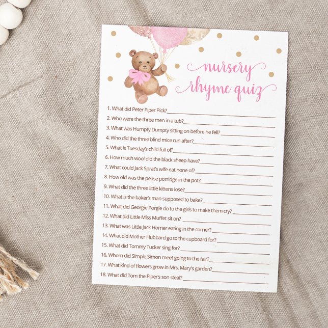 Cartão de Urso Rhyme para Jogo de Teste (Criador carregado)