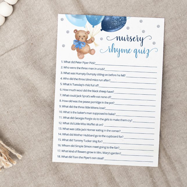 Cartão de Urso Rhyme para Jogo de Teste (Criador carregado)