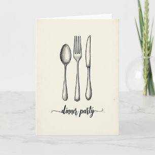 Cartão de Utensílios de Aniversário Elegante