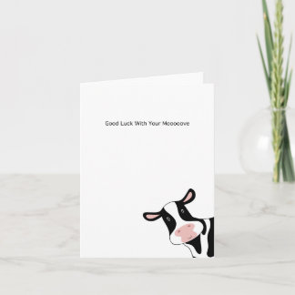 Cartão de vaca, com cartão, casa em movimento