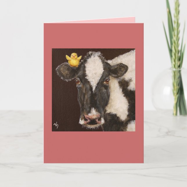 cartão de vaca e de pêssego (Frente)