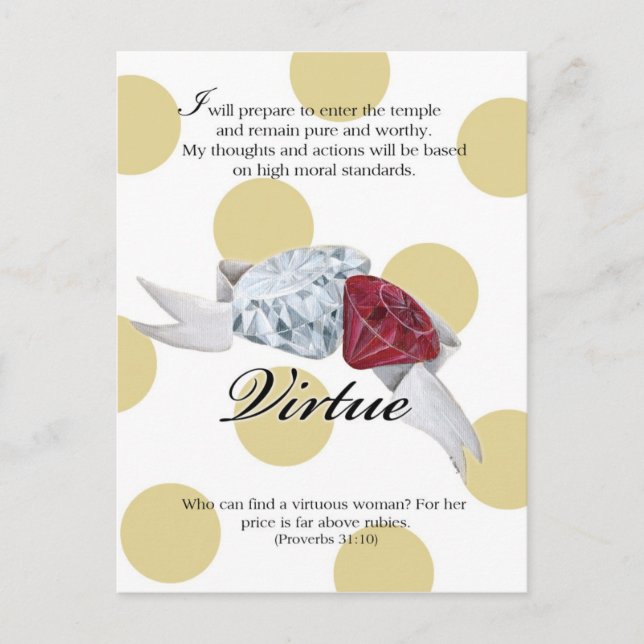 Cartão de Valor YW - VIRTUE (Frente)