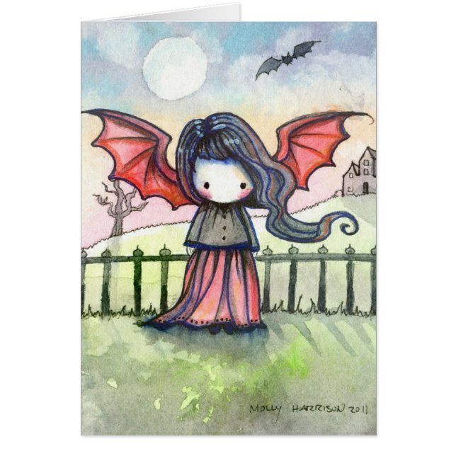 Cartão de Vampiro Pequeno Fofo (Frente)