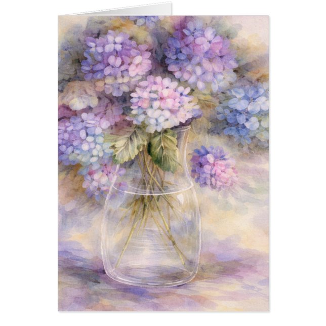 Cartão de Vaso de Flores de Hortênsia | Luxo Botân (Frente)