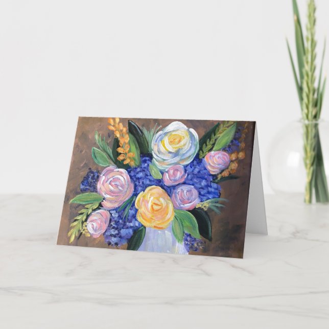 Cartão de vazio com pintura de flores (Frente)