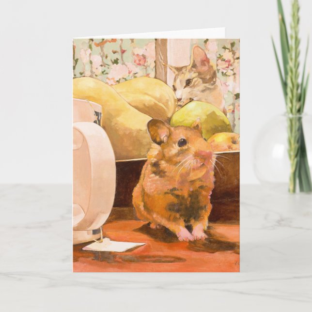 Cartão de Vazio de Hamster e Gato (Frente)