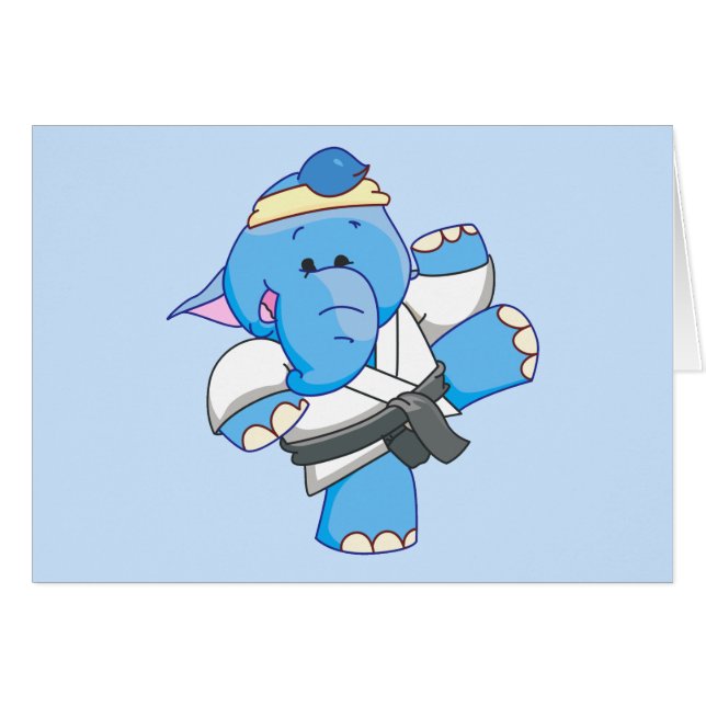 Cartão de Vazio de Karate Elefante Azul (Frente horizontal)