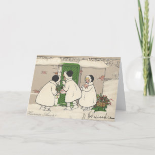 Cartão de Vazio de Natal Vintage French Gift Girls