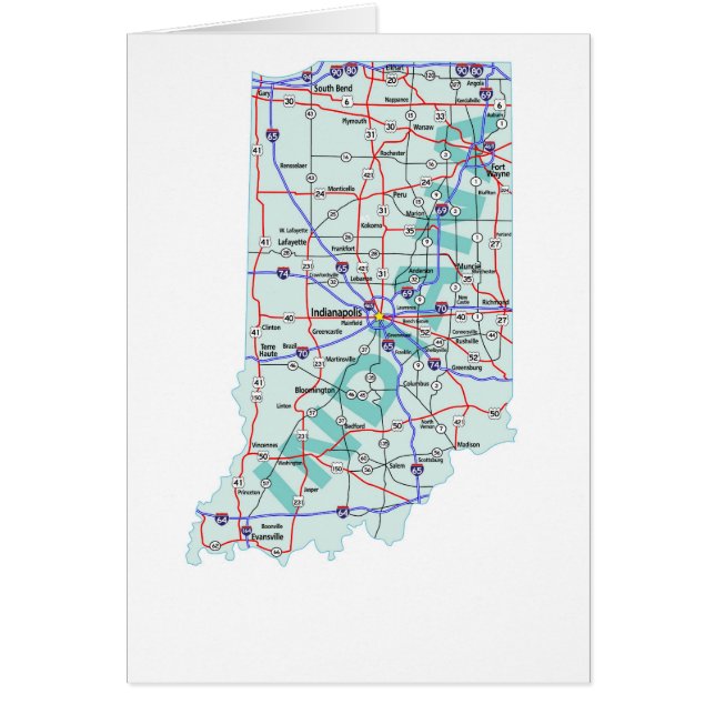 Cartão de Vazio do Mapa de Indiana (Frente)