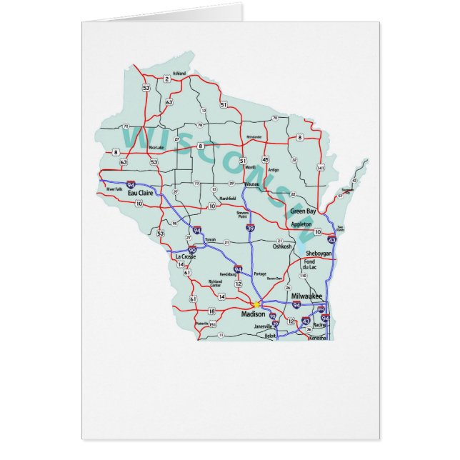 Cartão de Vazio Map do Wisconsin (Frente)