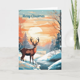 Cartão de veado de inverno