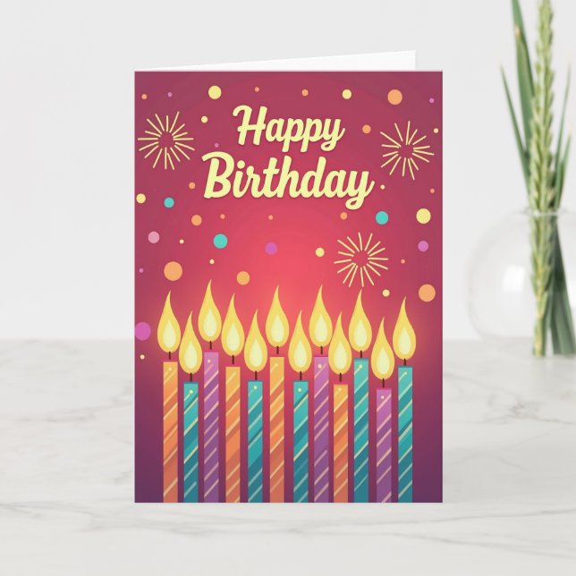 Cartão de Vela de Aniversário Brilhante (Frente)