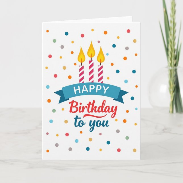 Cartão de Velas Alegres de Aniversário (Frente)