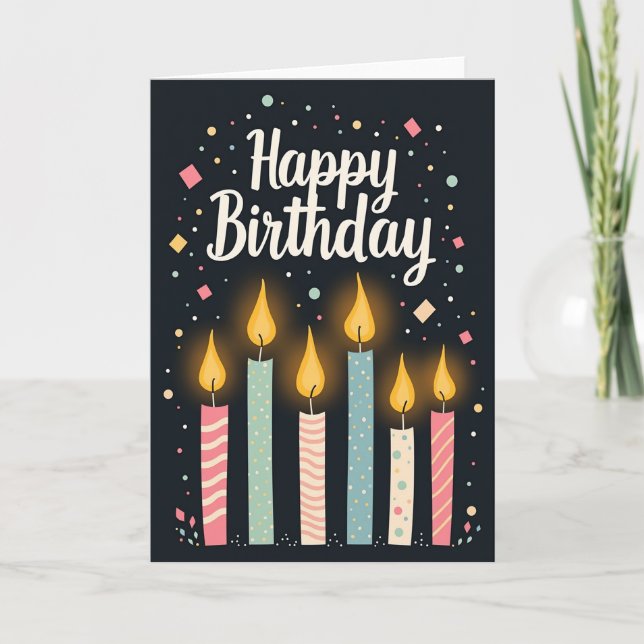 Cartão de Velas com Padrões para Aniversário Alegr (Frente)
