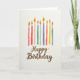 Cartão de Velas de Aniversário em Aquarela