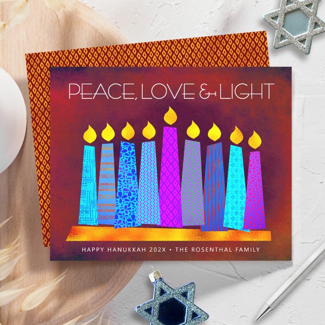 Cartão de Velas de Hanukkah Vermelhas Orçamento Pa (Criador carregado)