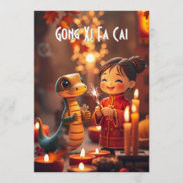 Cartão de Venda Ano do Cobra (Kids Candlelight)