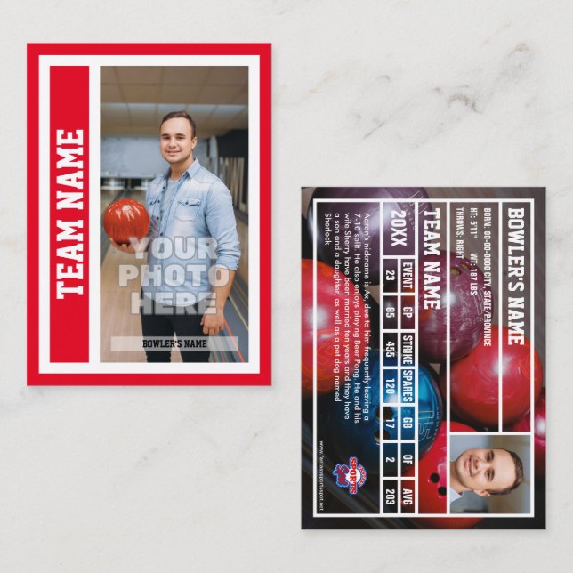 Cartão de Venda de Boliche Personalizado (Vermelho (Frente/Verso)