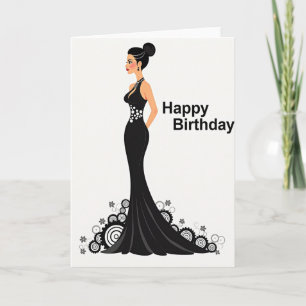Cartão de Vestido de Aniversário Elegante