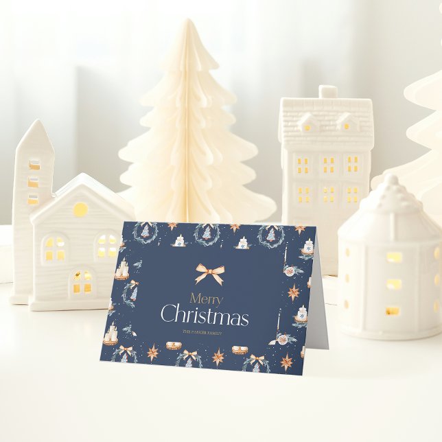 Cartão de Vestígio de Natal com marinho Azul-Vidro (Criador carregado)