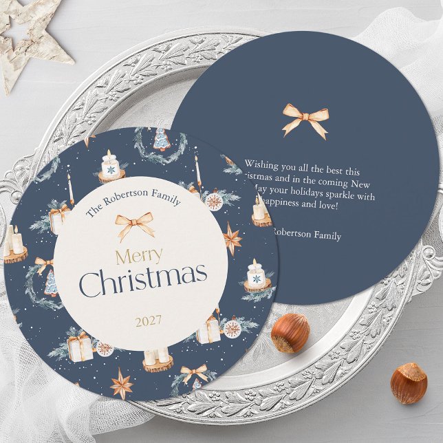 Cartão de Vestígio de Natal com marinho Azul-Vidro (Criador carregado)