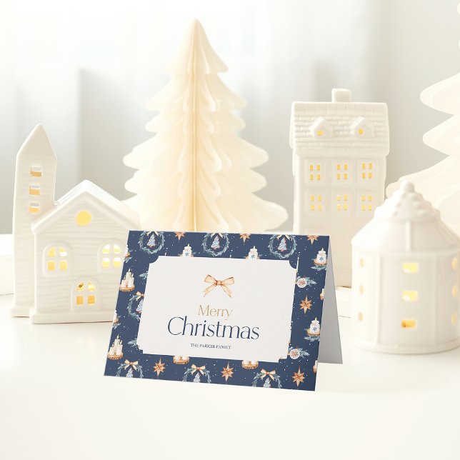 Cartão de Vestígio de Natal com marinho Azul-Vidro (Criador carregado)