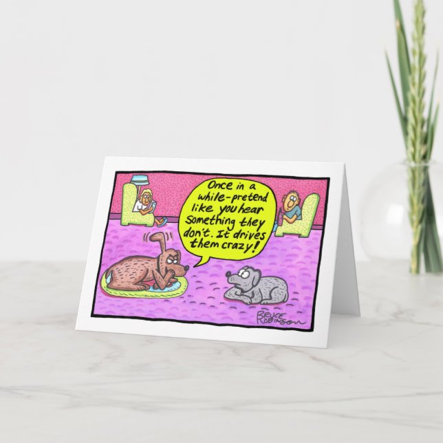 Cartão De vez em quando finge que ouve algo... (Frente)