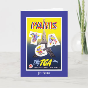 Cartão de Viagem Antigo Paris França Companhias Aé