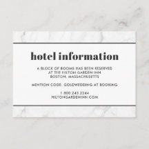 Cartão de Viagem do Hotel Marble Black & White Wed