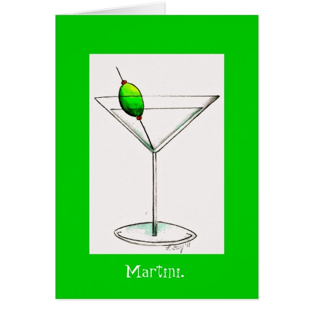 Cartão de Vidro de Cocktail de Azeitona Martini (Frente)