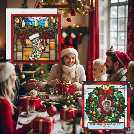 Cartão de Vidro Pintado Falso de Meia de Natal
