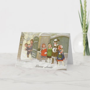 Cartão de Vintage de Ano Novo em Francês