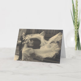 Cartão de Vintage Foto Fluindo Vestido e Véu