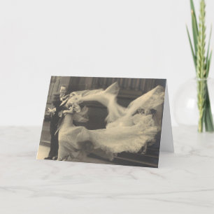 Cartão de Vintage Foto Fluindo Vestido e Véu
