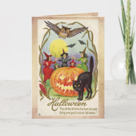 Cartão de Vintage Halloween, Círculo de Bruxas
