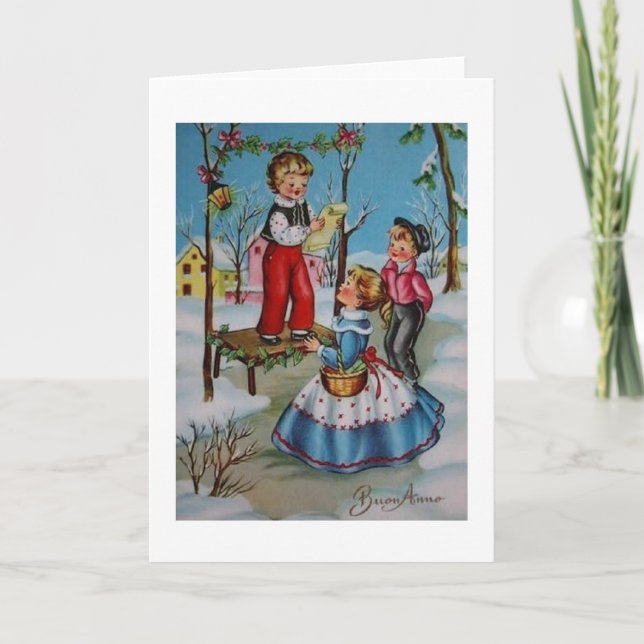 Cartão de Vintage italiano de Ano Novo (Frente)