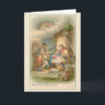 Cartão de Vintage Nativation Christmas<br><div class="desc">Cartão de saudação de retrorreflectores/Natais vintages. Linda cena da Natividade Vintage! Com Cartões de natal alegres!</div>