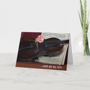 Cartão de Violino de Aniversário de Casamento