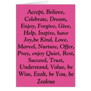 Cartão de virtudes cor-de-rosa