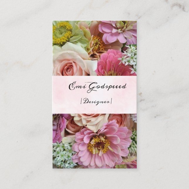 CARTÃO DE VISITA たくさんの花のオシャレな名刺 (Frente)