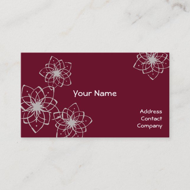 Cartão De Visita 【型抜き染め風 花】 Flowers drawn by Japanese brush (Frente)