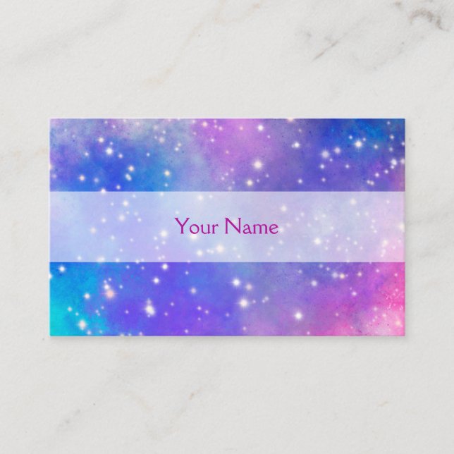 CARTÃO DE VISITA 星がキラキラ輝く宇宙のイラストを使った名刺 (Frente)
