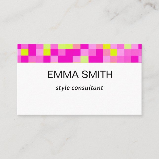 CARTÃO DE VISITA 鮮やかなギンガムチェックのキュートな名刺 (Frente)